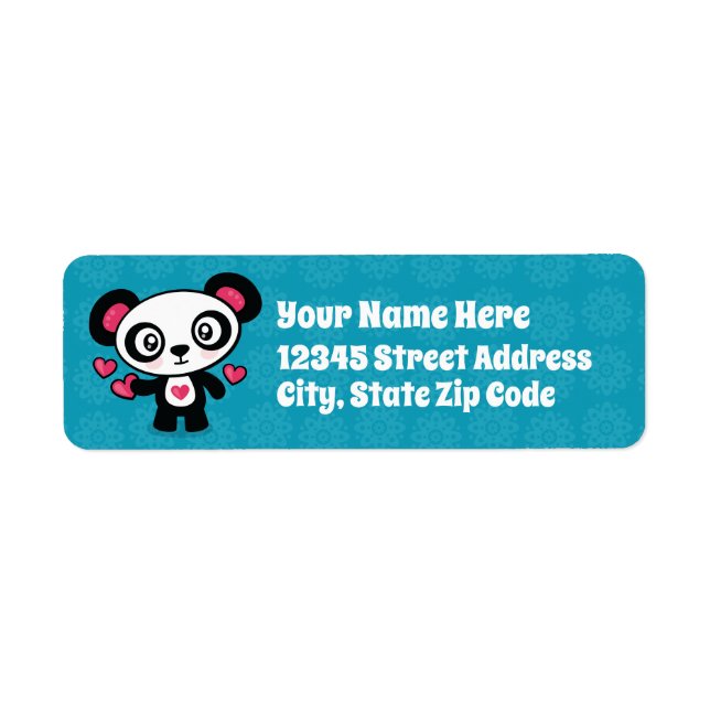 Étiquettes d'adresse de retour Cute Panda (Devant)