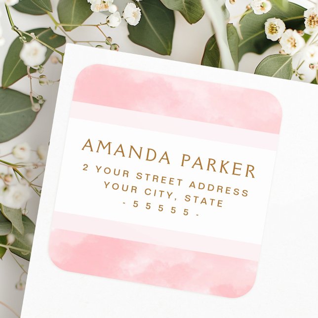 Étiquettes d'adresse de retour d'aquarelle rose do (Soft pink watercolor return address labels)