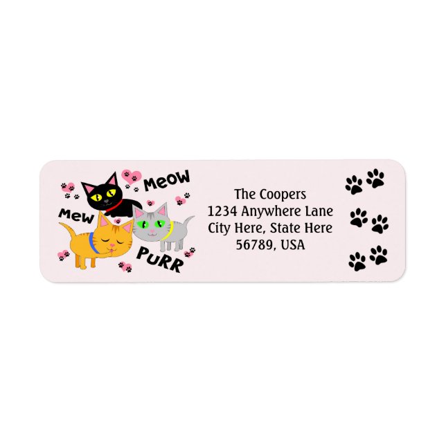 Étiquettes d'adresse de retour d'art de chat perso (Devant)