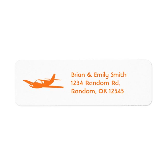 Étiquettes d'adresse de retour d'avion orange simp (Devant)