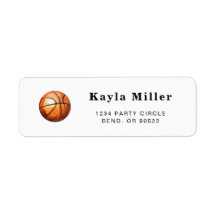 Étiquettes d'adresse de retour de basket-ball simp
