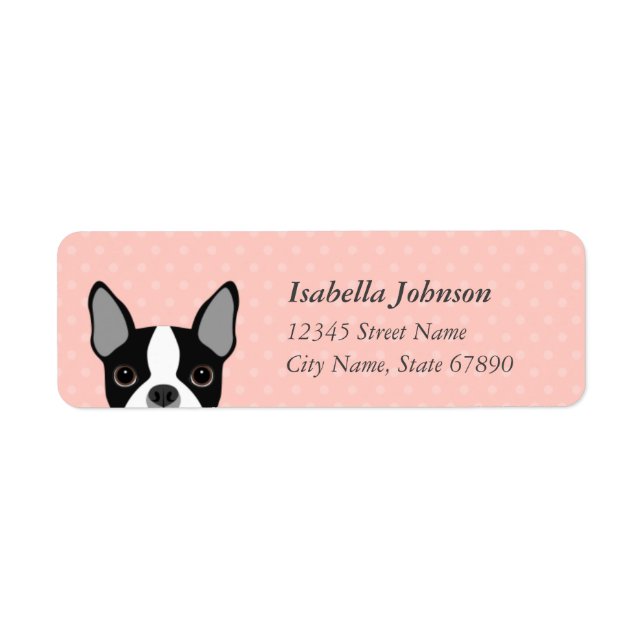 Étiquettes d'adresse de retour de Boston Terrier (Devant)