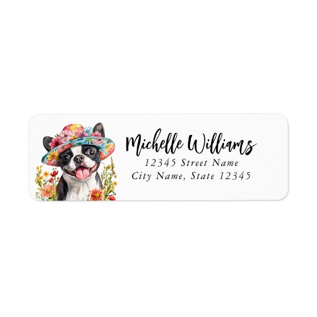 Étiquettes d'adresse de retour de Boston Terrier (Devant)