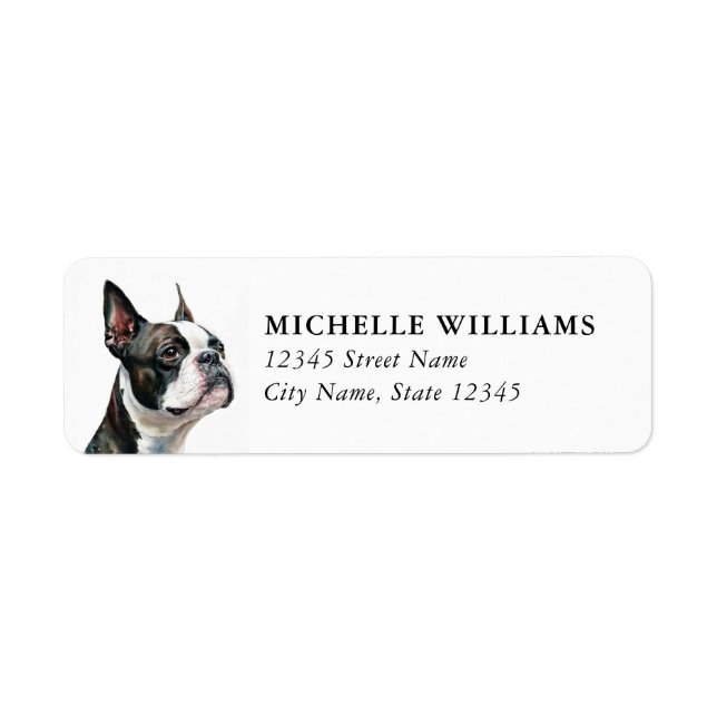 Étiquettes d'adresse de retour de Boston Terrier (Devant)