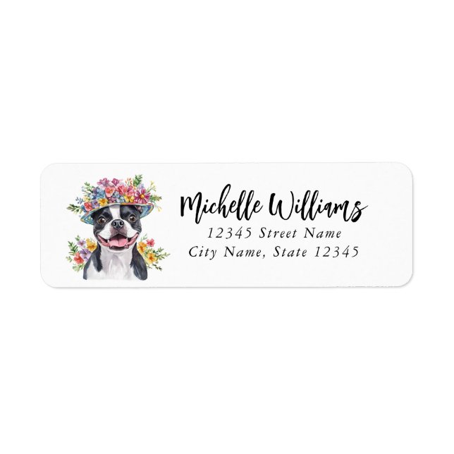 Étiquettes d'adresse de retour de Boston Terrier (Devant)