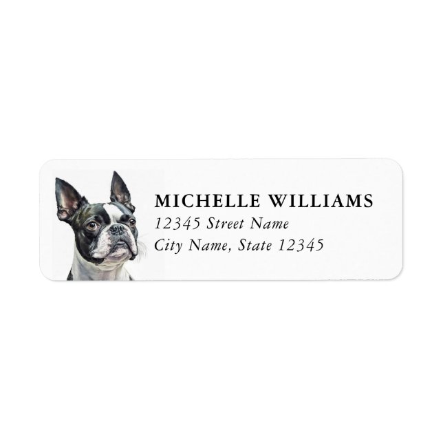 Étiquettes d'adresse de retour de Boston Terrier (Devant)
