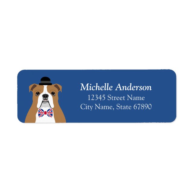 Étiquettes d'adresse de retour de Bouledogue Angla (Devant)