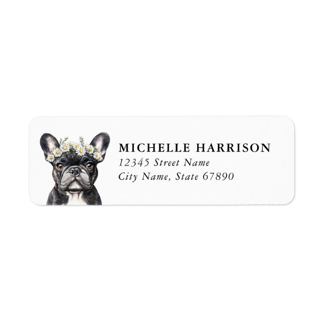Étiquettes d'adresse de retour de bouledogue franç (Devant)