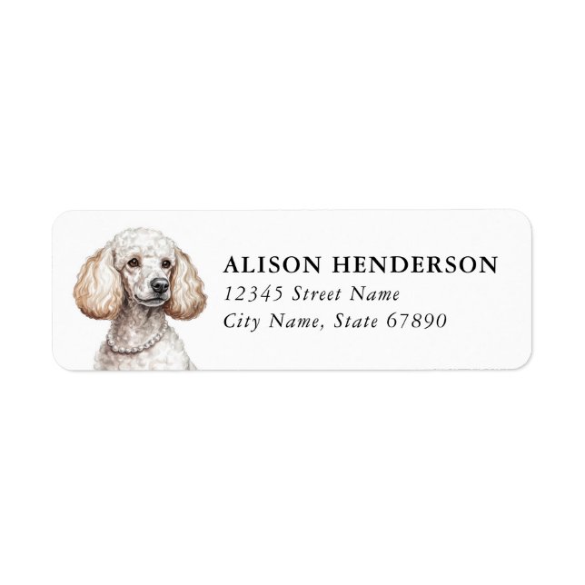 Étiquettes d'adresse de retour de caniche  (Devant)