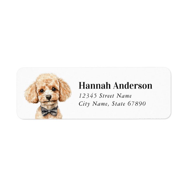 Étiquettes d'adresse de retour de caniche (Devant)