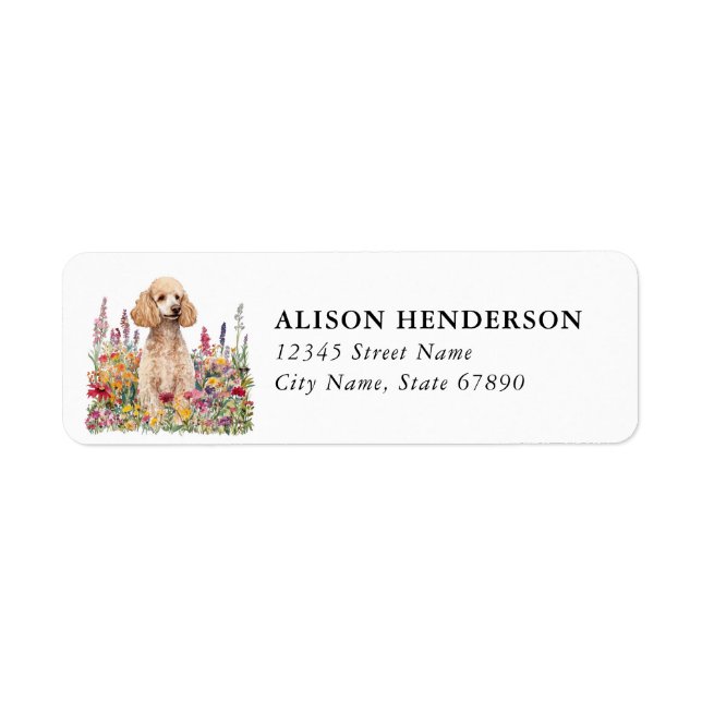 Étiquettes d'adresse de retour de caniche  (Devant)