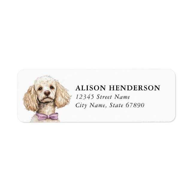 Étiquettes d'adresse de retour de caniche  (Devant)
