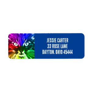 ÉTIQUETTES D'ADRESSE DE RETOUR DE CAT ART COLORÉ