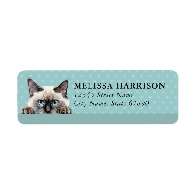 Étiquettes d'adresse de retour de chat Birman (Devant)