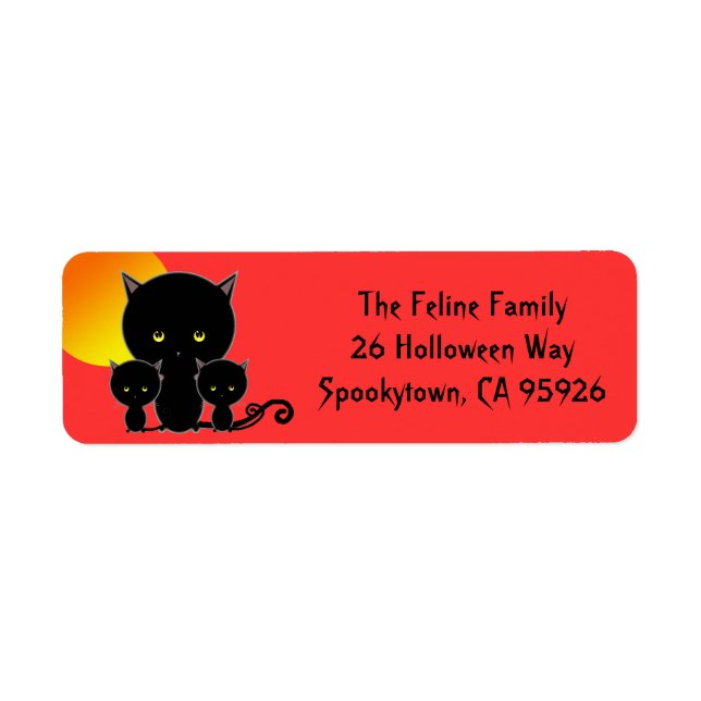 Étiquettes d'adresse de retour de chat Halloween (Devant)