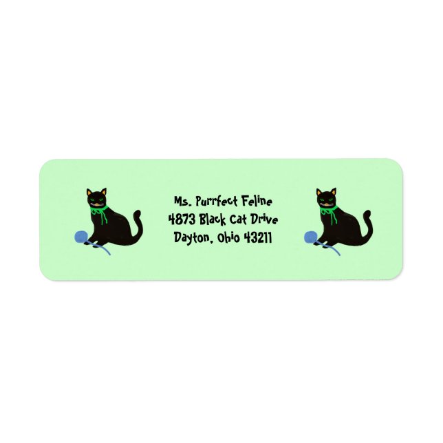 Étiquettes d'adresse de retour de chat noir (Devant)