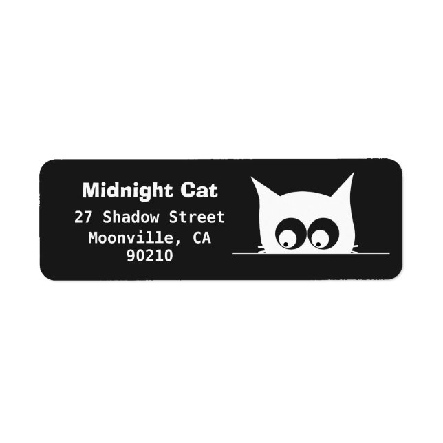 Étiquettes d'adresse de retour de chat noir curieu (Devant)