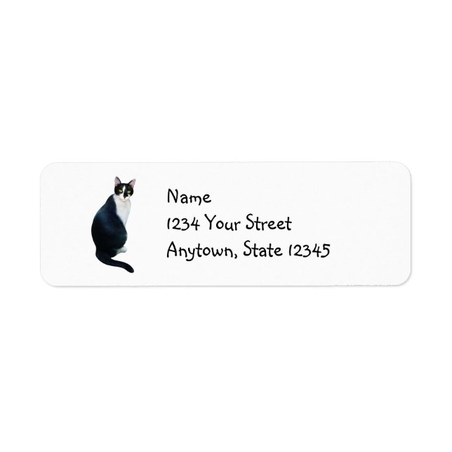 Étiquettes d'adresse de retour de chat noir et bla (Devant)