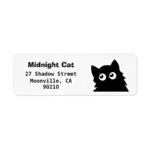 Étiquettes d'adresse de retour de chat noir mignon