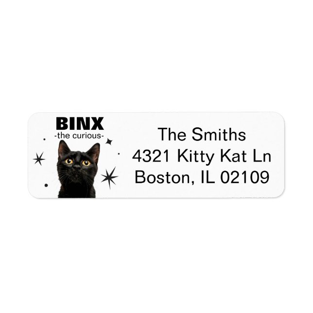Étiquettes d'adresse de retour de chat noir person (Devant)