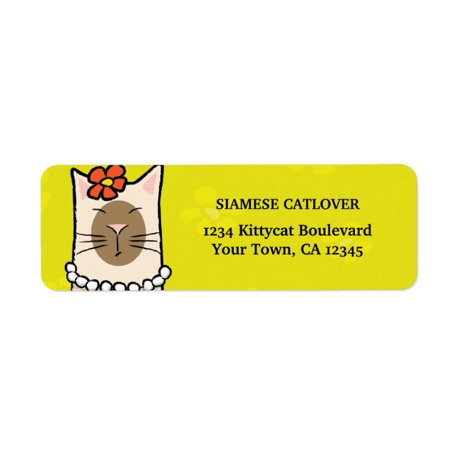 Étiquettes d'adresse de retour de chats de Siamese (Devant)