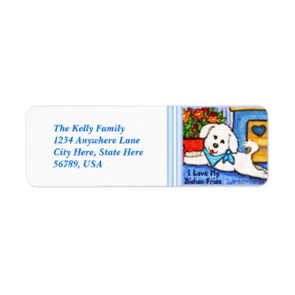 Étiquettes d'adresse de retour de chien Bichon Fri