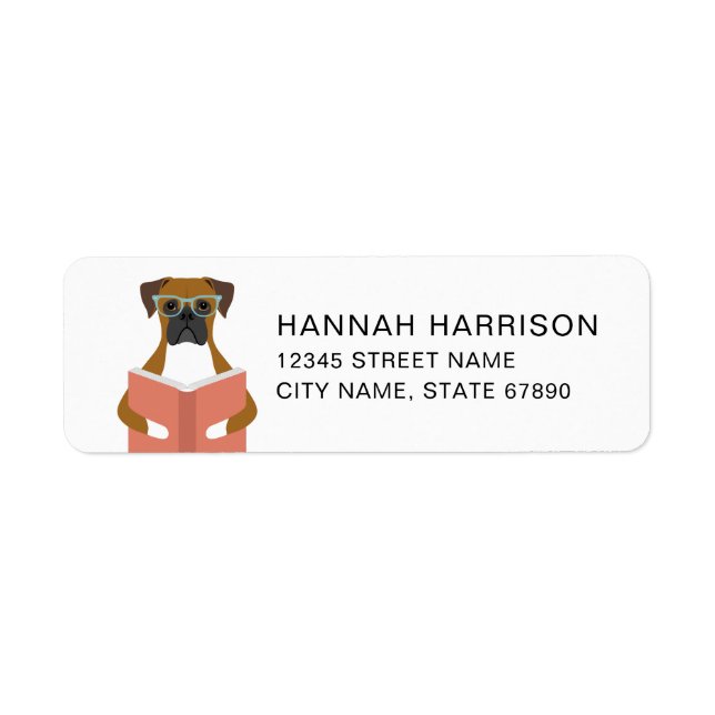 Étiquettes d'adresse de retour de chien Boxer (Devant)