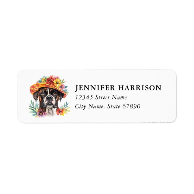 Étiquettes d'adresse de retour de chien Boxer (Devant)
