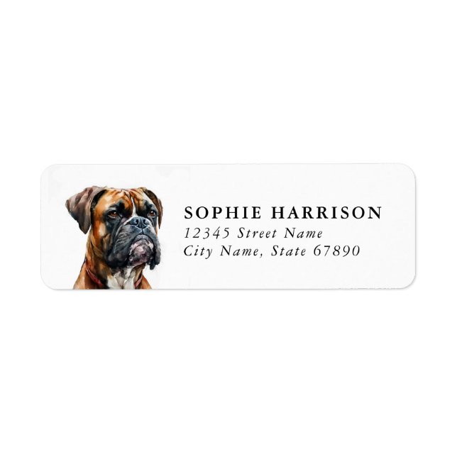 Étiquettes d'adresse de retour de chien Boxer (Devant)