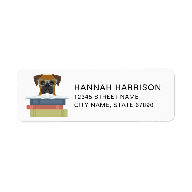 Étiquettes d'adresse de retour de chien Boxer (Devant)