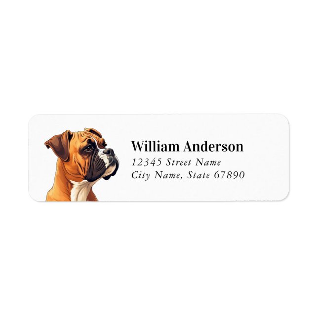 Étiquettes d'adresse de retour de chien Boxer (Devant)