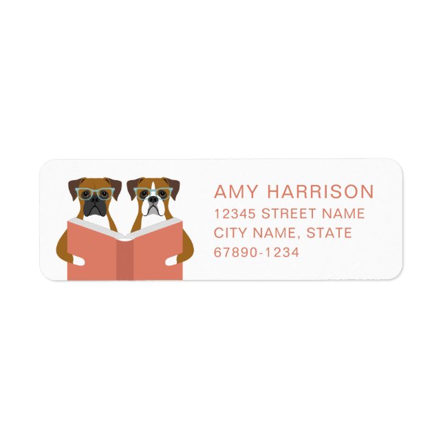 Étiquettes d'adresse de retour de chien Boxer (Devant)