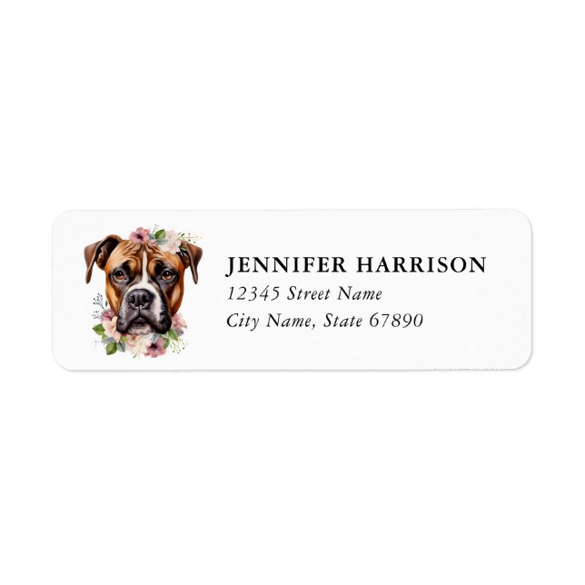 Étiquettes d'adresse de retour de chien Boxer (Devant)