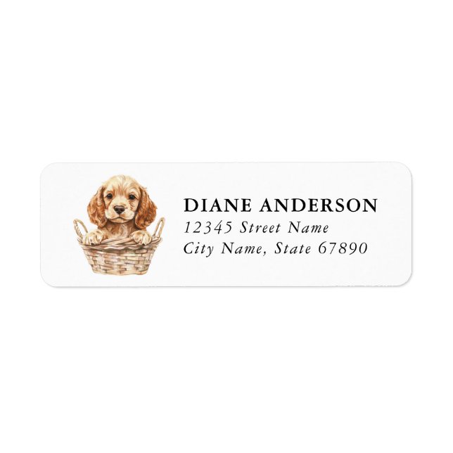 Étiquettes d'adresse de retour de chien Cocker Spa (Devant)