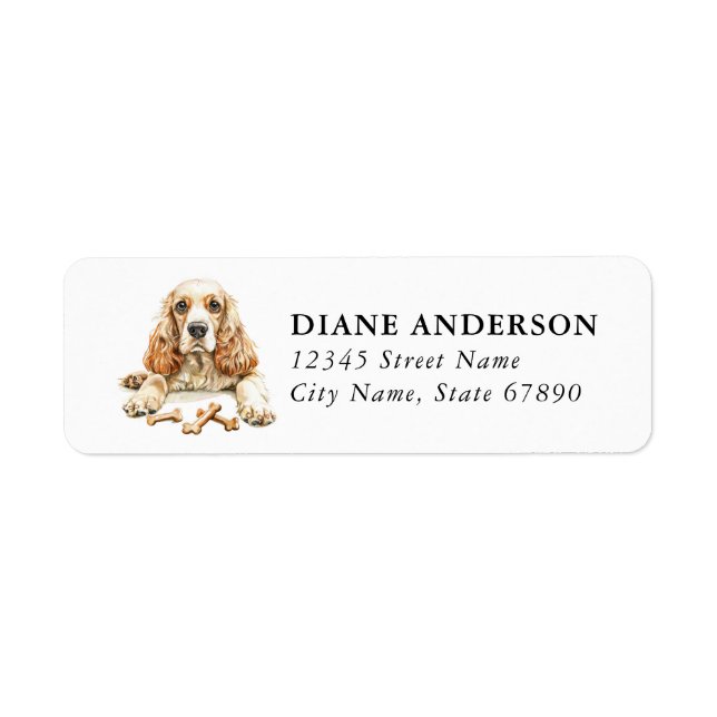 Étiquettes d'adresse de retour de chien Cocker Spa (Devant)