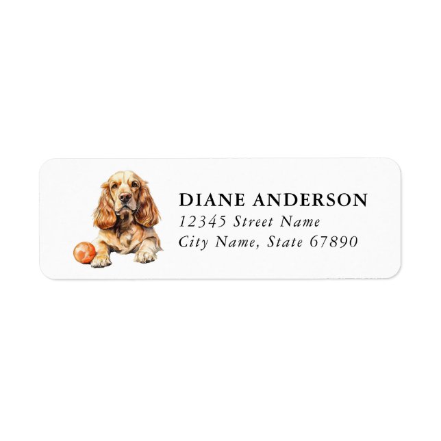 Étiquettes d'adresse de retour de chien Cocker Spa (Devant)