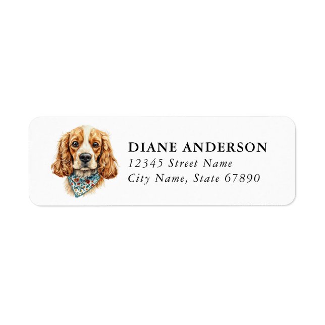 Étiquettes d'adresse de retour de chien Cocker Spa (Devant)
