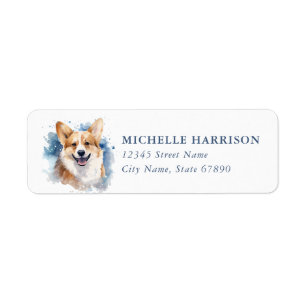 Étiquettes d'adresse de retour de chien Corgi de N