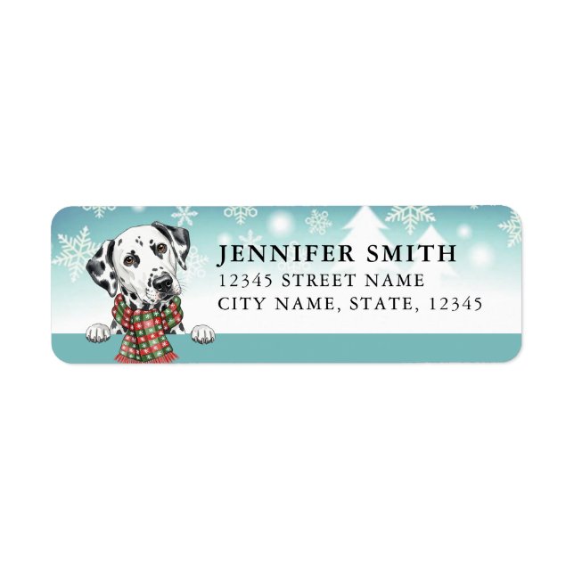 Étiquettes d'adresse de retour de chien dalmatien  (Devant)