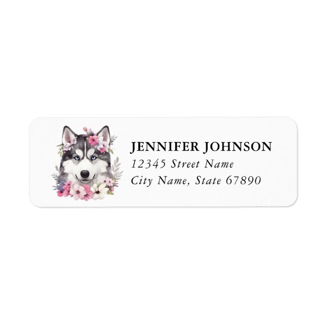 Étiquettes d'adresse de retour de chien Husky (Devant)