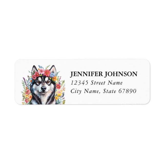Étiquettes d'adresse de retour de chien Husky (Devant)
