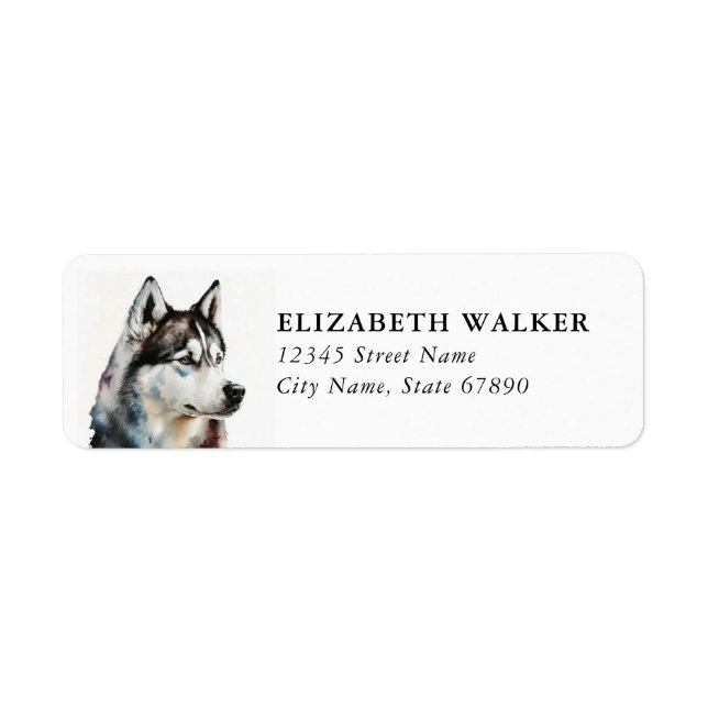 Étiquettes d'adresse de retour de chien Husky (Devant)