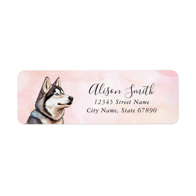 Étiquettes d'adresse de retour de chien Husky (Devant)