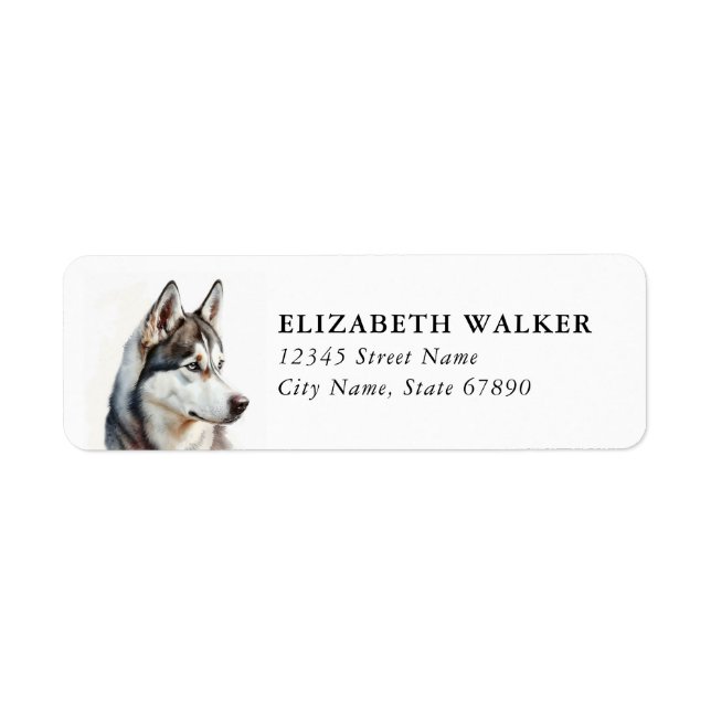Étiquettes d'adresse de retour de chien Husky (Devant)