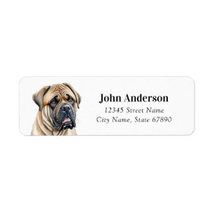 Étiquettes d'adresse de retour de chien Mastiff An