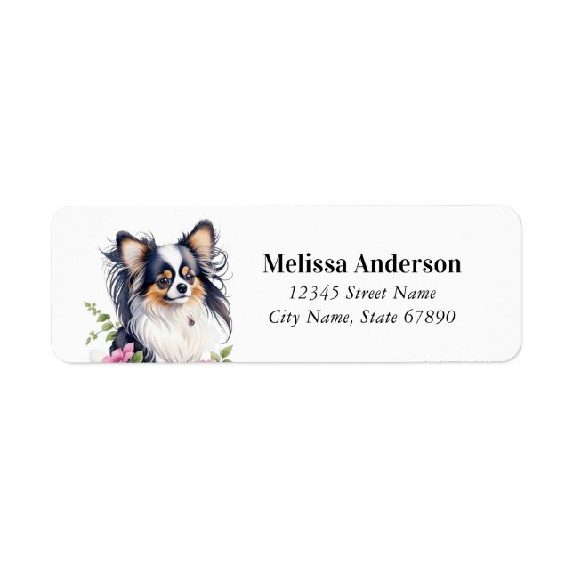 Étiquettes d'adresse de retour de chien Papillon (Devant)