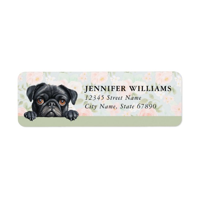 Étiquettes d'adresse de retour de chien Pug (Devant)