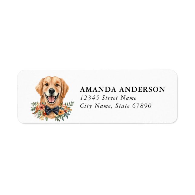 Étiquettes d'adresse de retour de chien Retriever  (Devant)