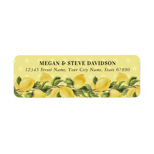 Étiquettes d'adresse de retour de citron jaune (Devant)