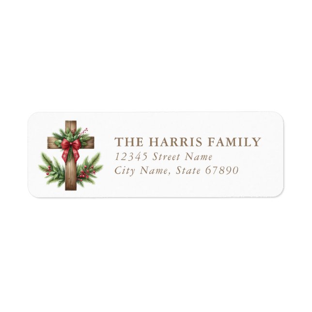 Étiquettes d'adresse de retour de croix de Noël (Devant)